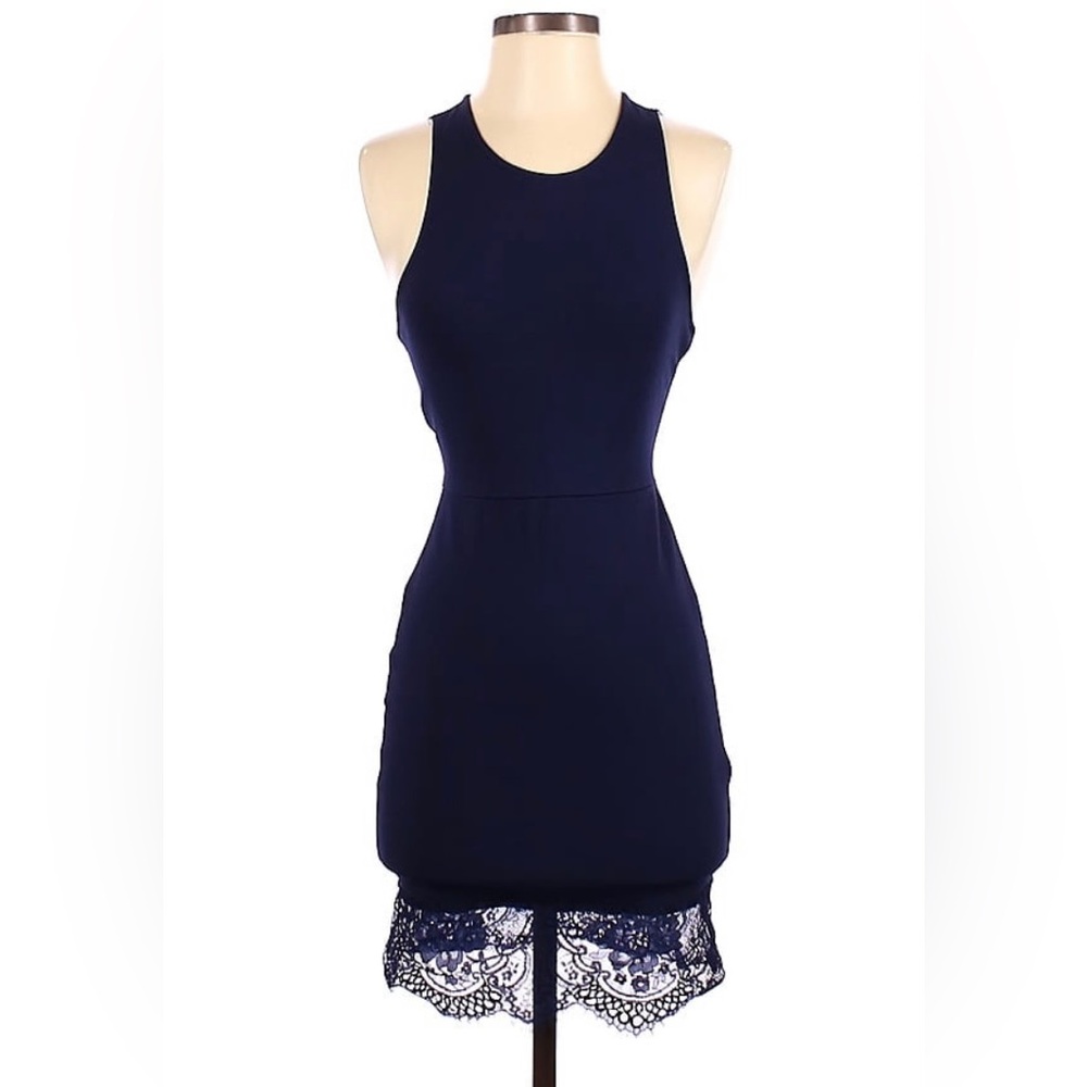 Alythea navy bodycon with lace dress